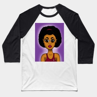 Brown skin girl digital art cartoon Baseball T-Shirt